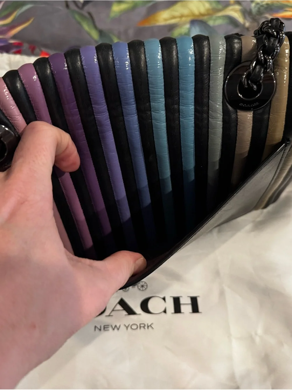 RARE Coach Set Quilted Ombre Parker bag with matching zip around wallet EUC